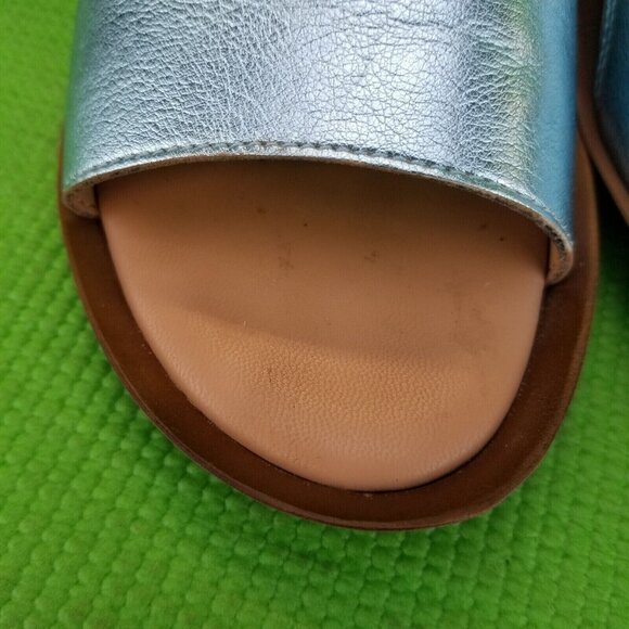 ✅Italian Shoemakers Blue Wedge Sandals Casual Slides Women's 8.5M Made in Italy - Picture 14 of 16